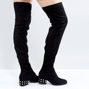 London rebel silver stud kitten heel Zip on sides.